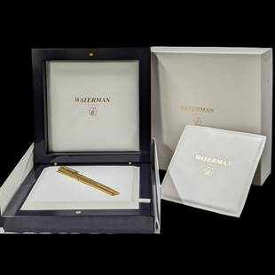 Limited Edition ( 327/1000) Waterman Exception In Vermeil, 18K Gold Plated Sterling Silver Fountain: ***DUE TO THIS LOT BEING GOLD IT MUST BE PAID VIA BANK WIRE TRANSFER OR CERTIFIED CHECK.*** Limited Edition ( 327/1000) Waterman Exception In Vermeil, 18K Gold Plated Sterling Silver Fountain Pen