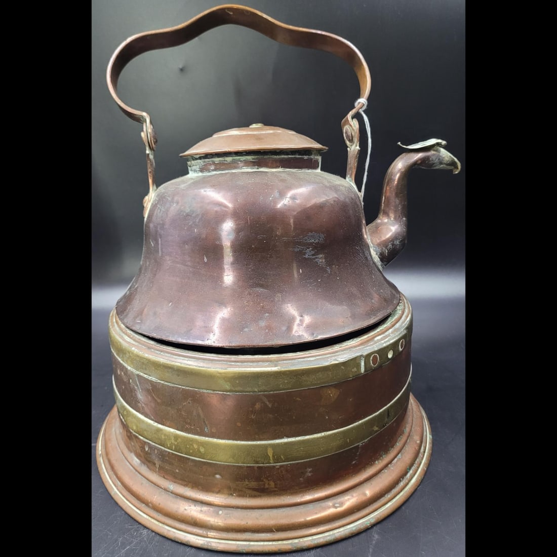 Antique Copper Tea Kettle With Trivet (1885) (1 of 15)