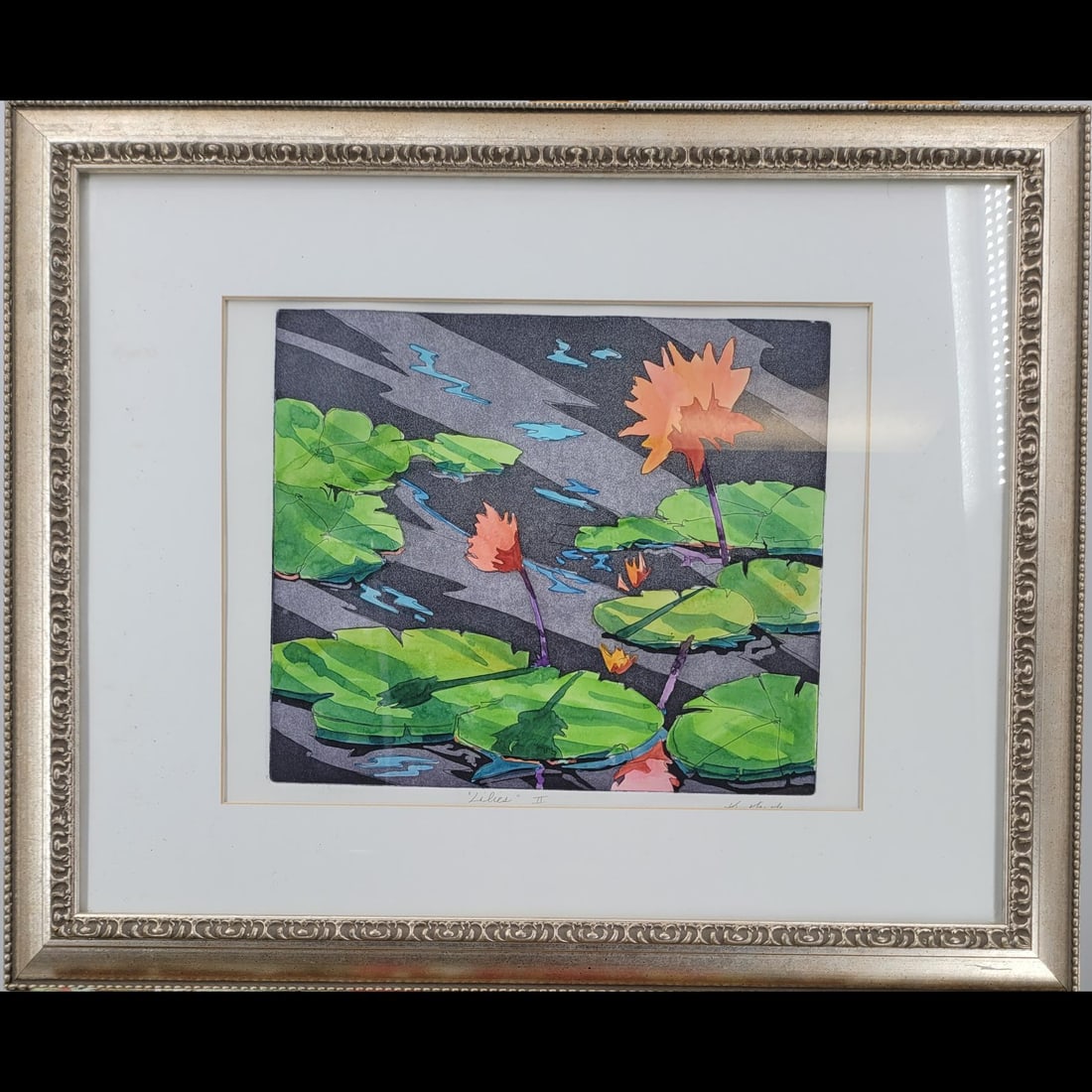 Ken Hawk Signed Watercolor Painting "Lilies II" (1 of 9)