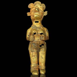 Large Tairona Tumbaga Female Fertility Figure: Large Tairona Tumbaga Female Fertility Figure. Measures approx. 8 1/2". || Please carefully read our terms of sale, shipping information, and request any condition reports or photos prior to placing a