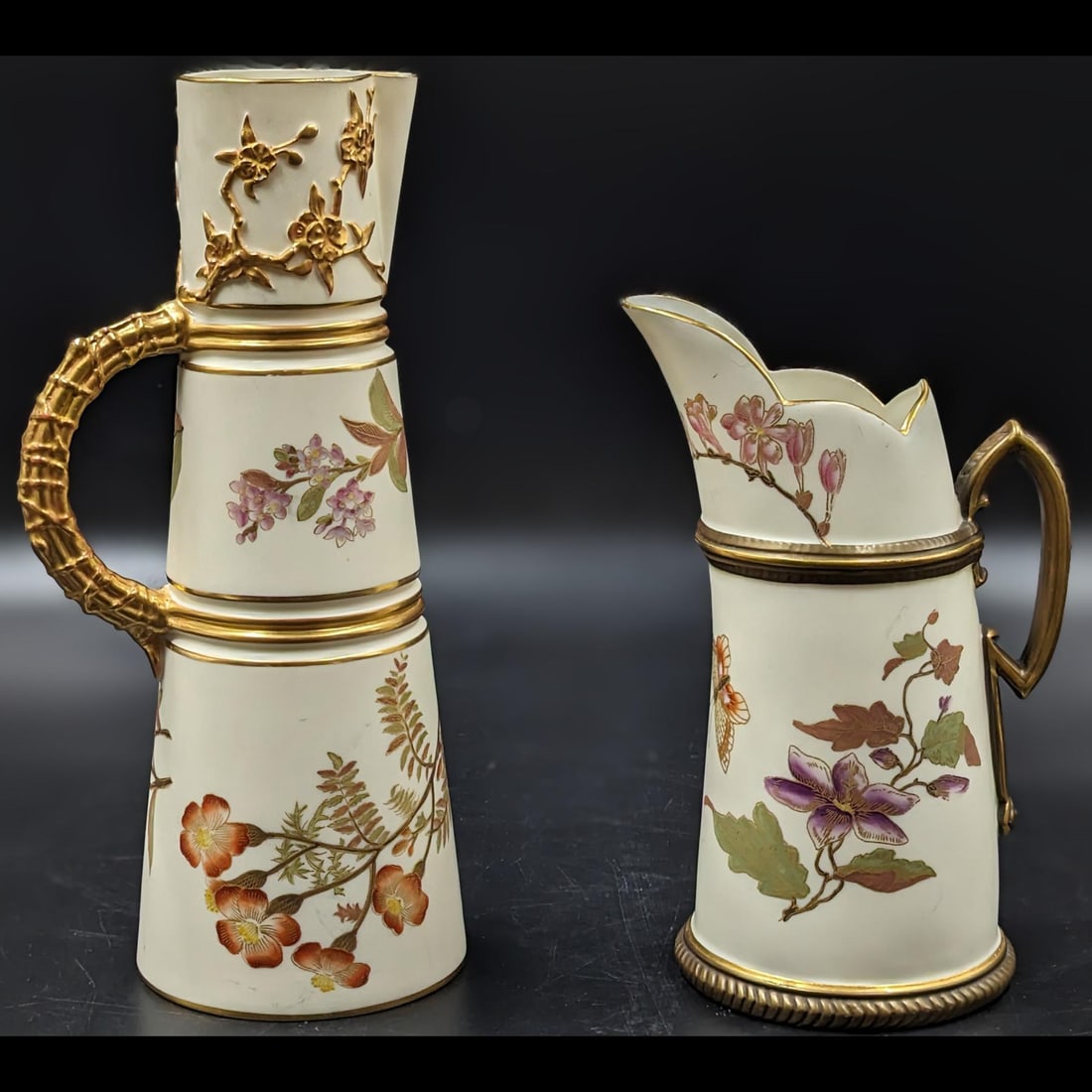 Pair Of Vintage Royal Worcester Porcelain Ewers With Floral Design (1 of 18)