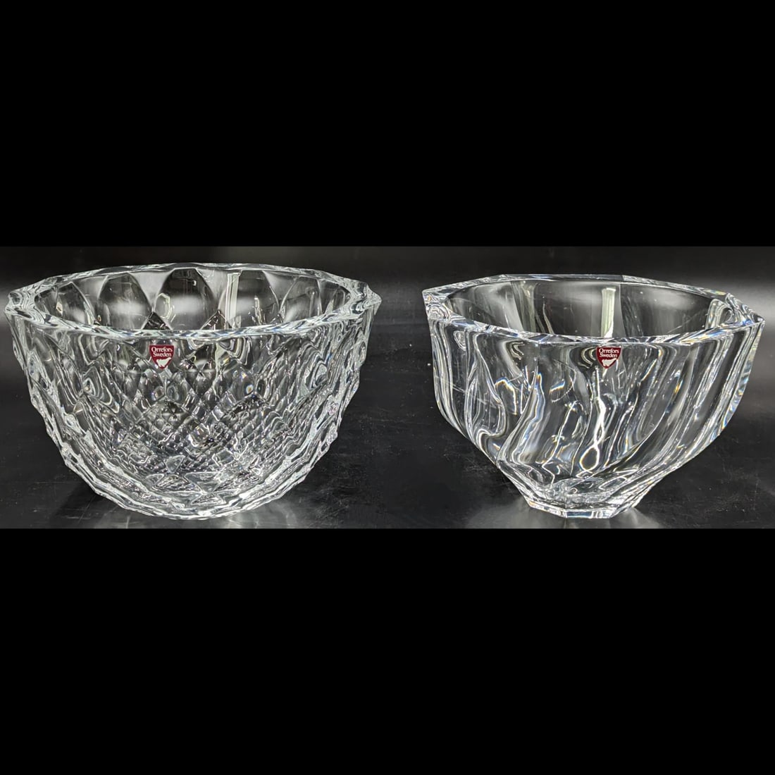 Pair Of Signed Swedish Orrefors Cut Crystal Bowls (1 of 17)