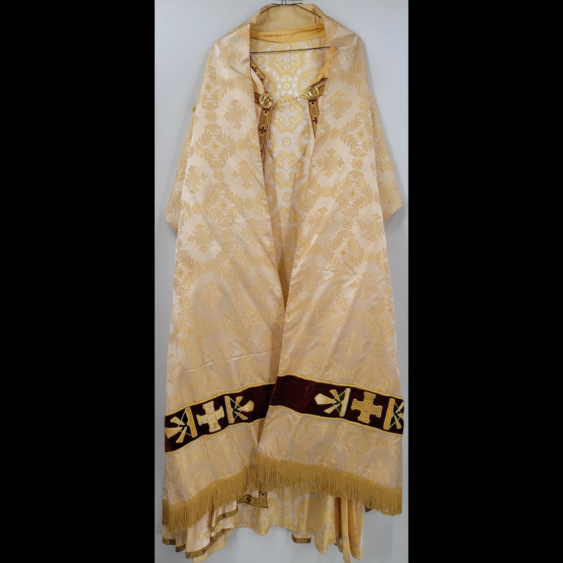 Catholic Embroidered Vestment And Stole: Catholic Embroidered Vestment And Stole. Measures approx. 60" X 27" || Please carefully read our terms of sale, shipping information, and request any condition reports or photos prior to placing a bid
