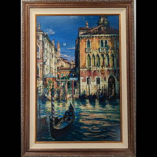 Large Limited Ed. 27/45 AP Signed Cao Yong (1962-2023) Giclee "Venetian Sunset" With COA: Large Limited Ed. 27/45 AP Signed Cao Yong (1962-2023) Giclee "Venetian Sunset" With COA. Measures approx. 51" X 37", Sight measures approx. 42" X 28" || Please carefully read our terms of sale,