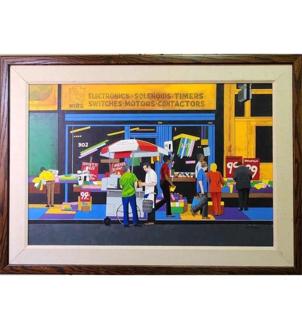 American Jon Henry 1916-90 O/C Painting Titled "302 Canal St NYC. 1988" (1 of 14)