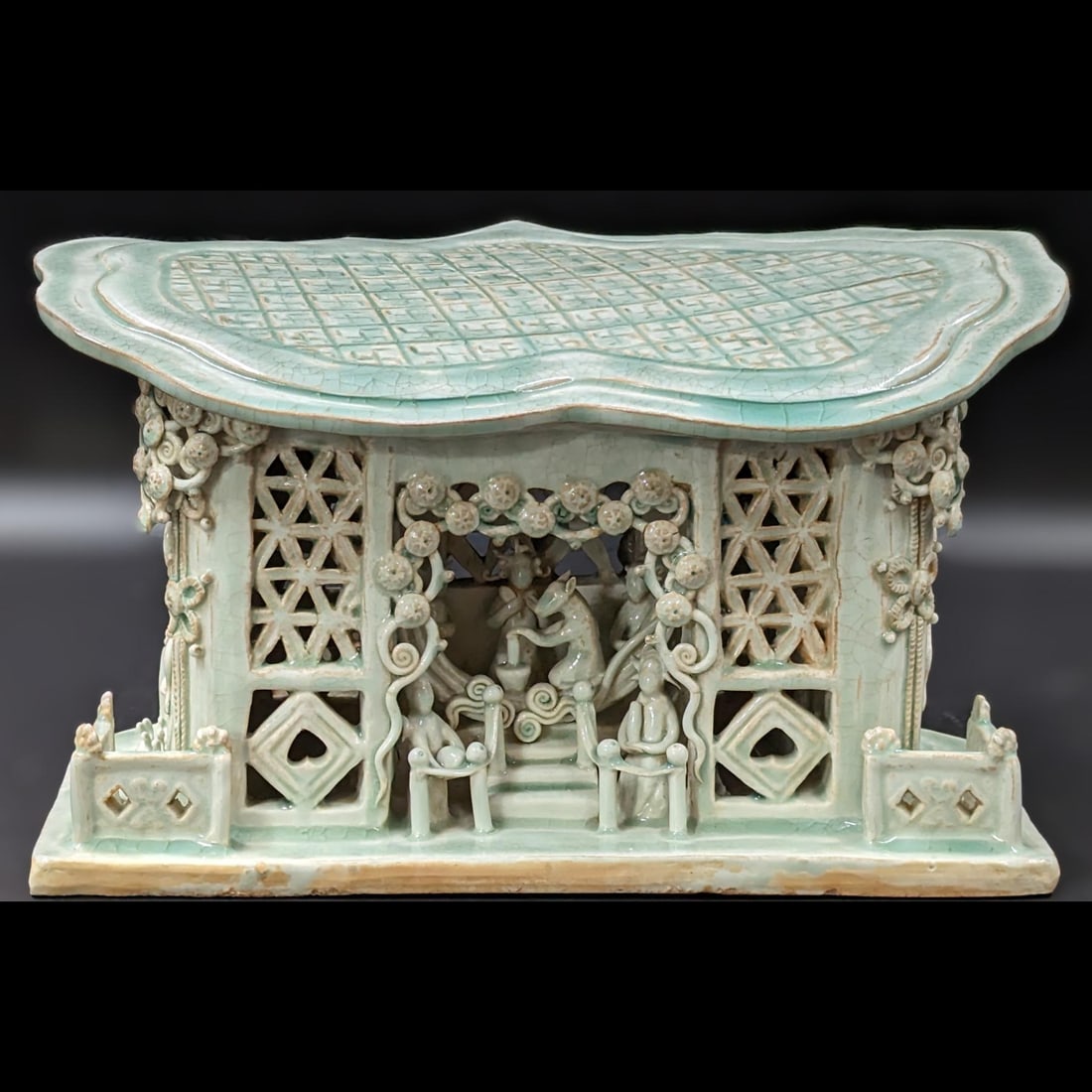 A Very Fine Chinese Celadon Crackle Glazed Porcelain Altar Scene (1 of 16)