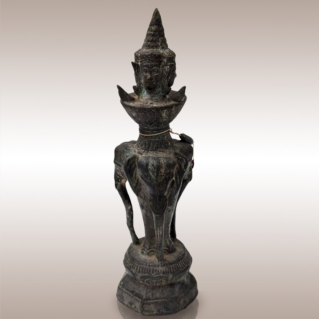 Antique Khmer-Style Cambodian Bronze Censer With Elephants: Antique Khmer-Style Cambodian Bronze Censer With Elephants. Measures approx. 10" tall. || >>>RBFineArts CFL Inc. Shipping, Payment & Auction Policies<<< !!!DUE TO A RECENT INCREASE IN FRAUDULENT ACTIV
