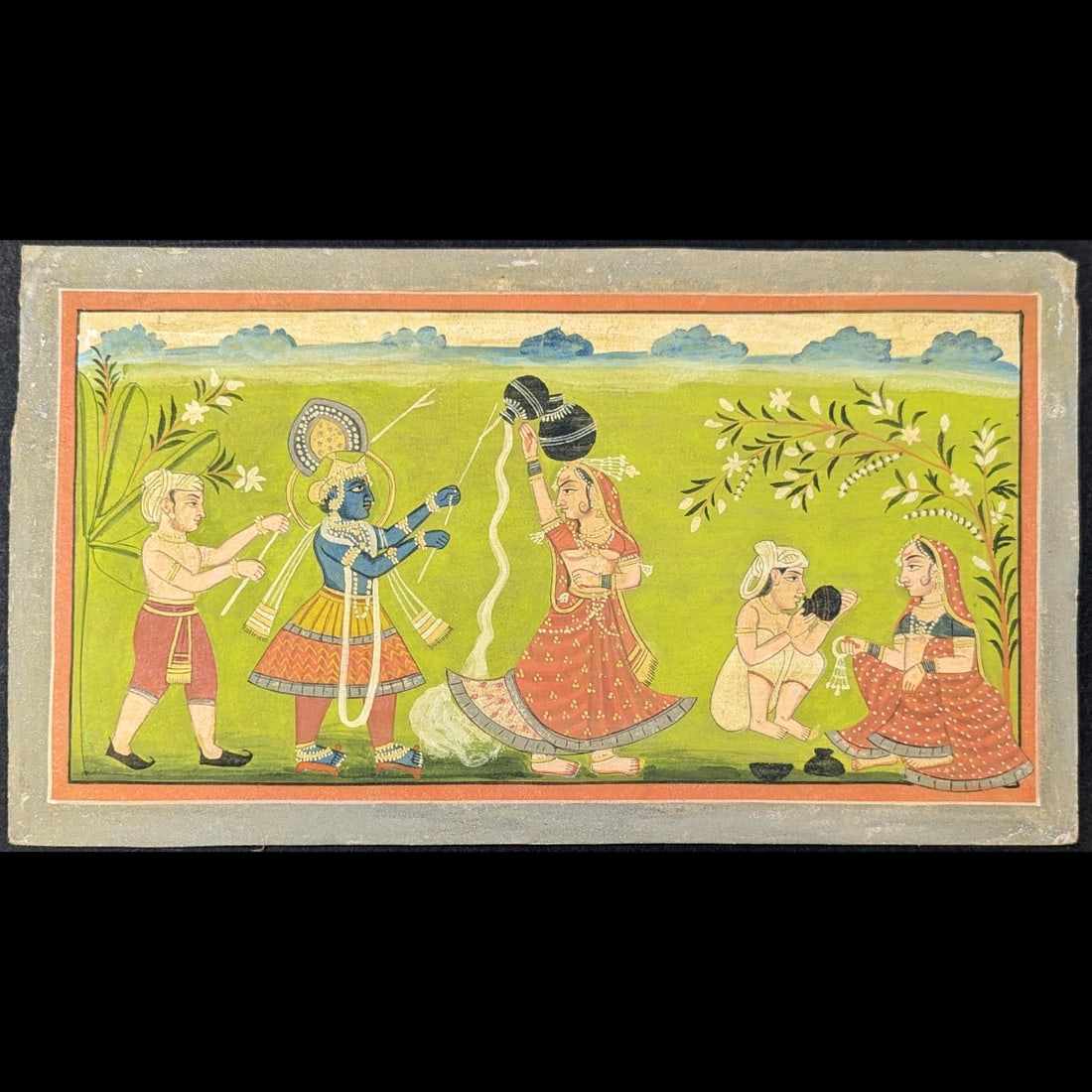 Indian Kota School Miniature Painting Of Krisha And Gopis, "Life Of Krishna Tale": Indian Kota School Miniature Painting Of Krisha And Gopis, "Life Of Krishna Tale". Measures approx. 10 1/2" X 8 1/2". || >>>RBFineArts CFL Inc. Shipping, Payment & Auction Policies<<< !!!DUE TO A RECE