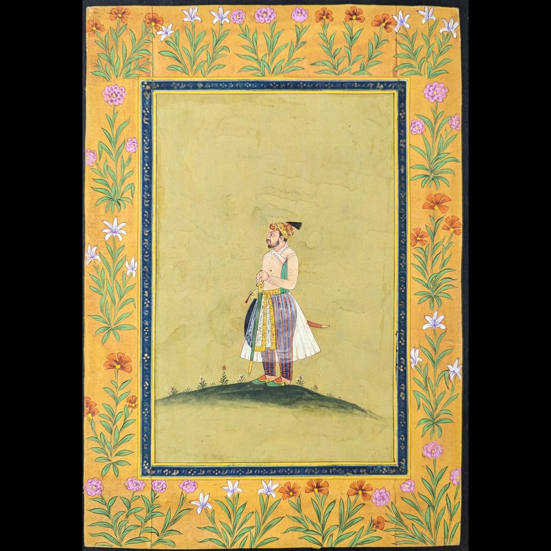 Indian Deccan Mughal Miniature Painting Of A Prince: Indian Deccan Mughal Miniature Painting Of A Prince. Measures approx. 12" X 8 1/2". || >>>RBFineArts CFL Inc. Shipping, Payment & Auction Policies<<< !!!DUE TO A RECENT INCREASE IN FRAUDULENT ACTIVITI