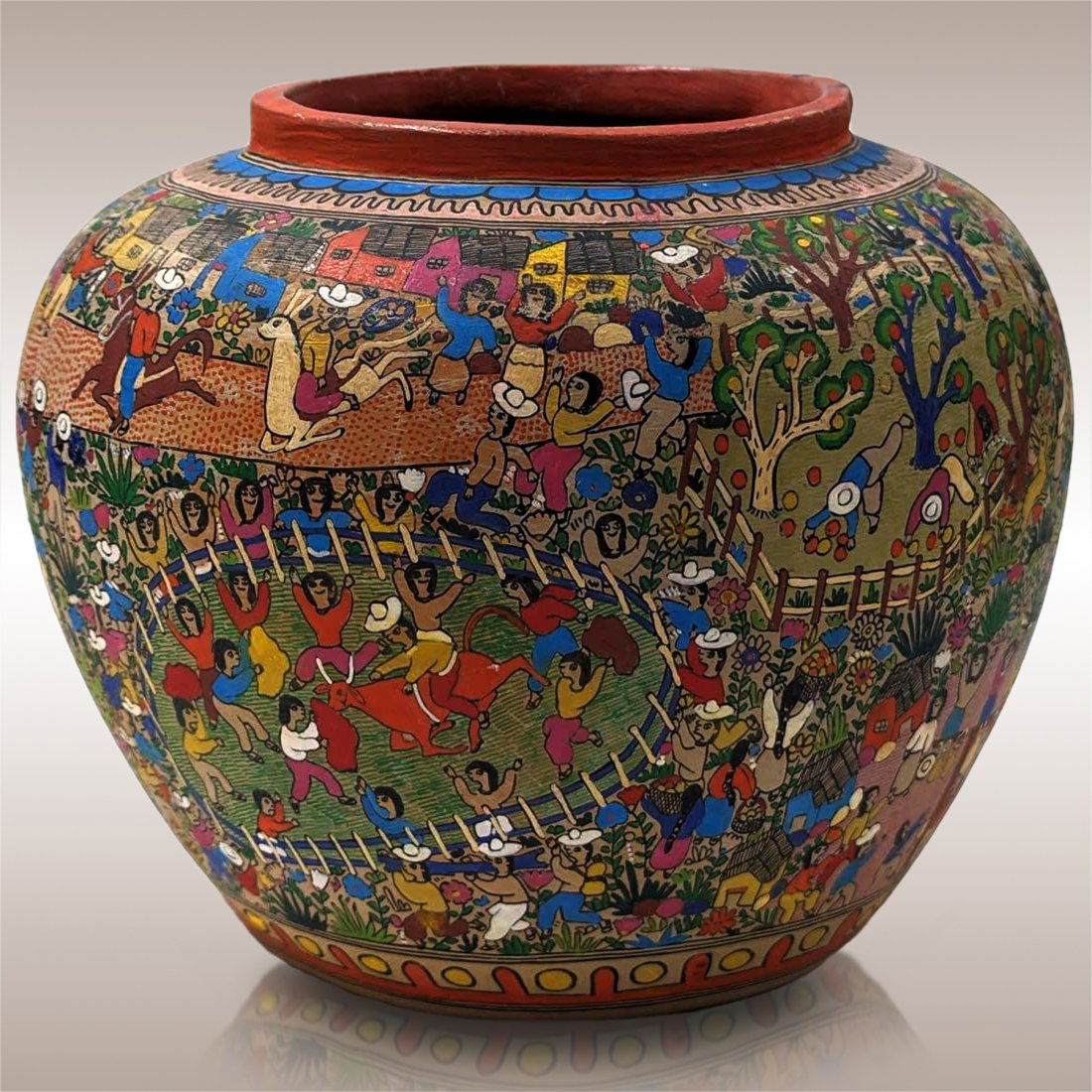 Signed D. J. Solorro Hand Painted Mexican Pottery Vase (1 of 17)