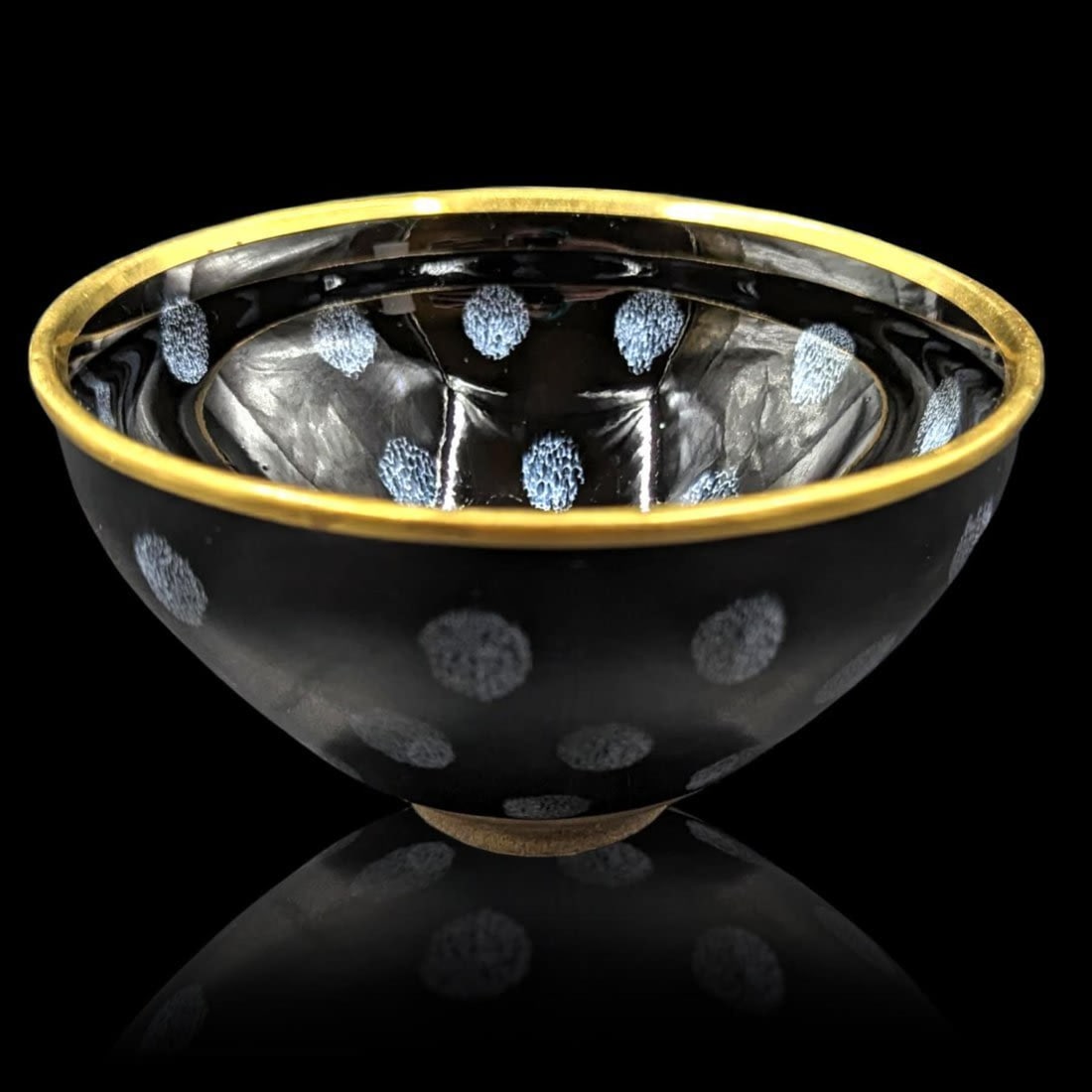 Chinese Black Glazed Chinese Tea Bowl With Bronze Rim And Base Mark (1 of 10)