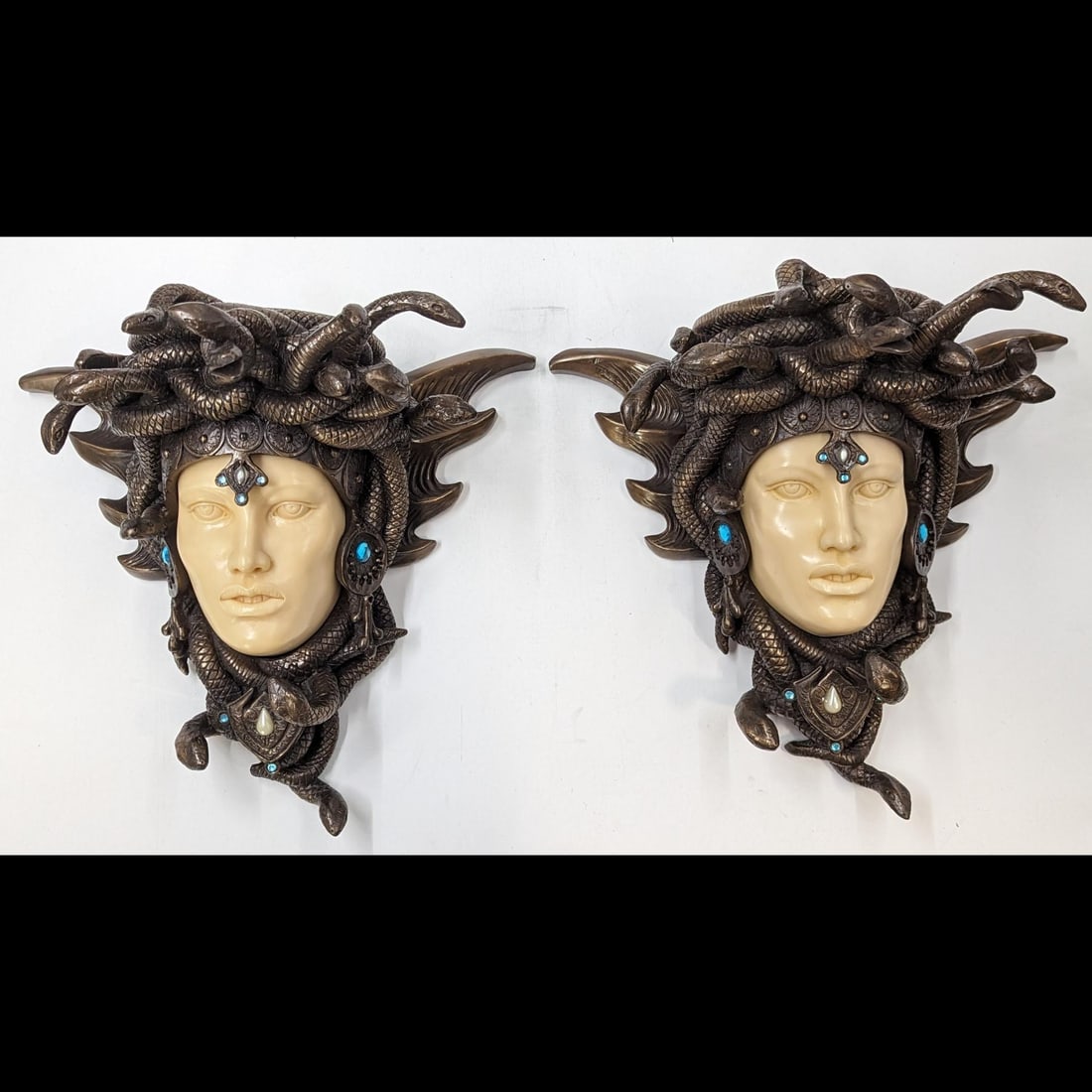 Pair Of Art Nouveau Style Plaster And Resin Medusa Wall Sconces (1 of 14)