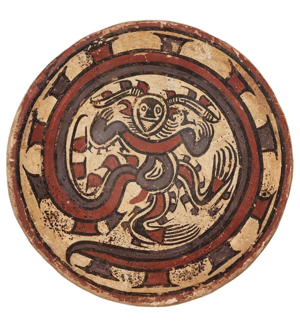 Rare Cocle Ceramic Bowl with Anthropomorphic Figure Restored (1 of 13)