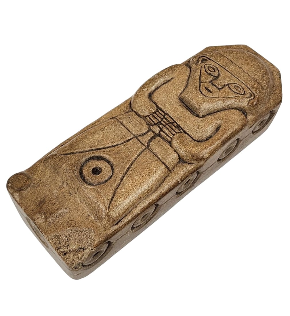 A Very Old Carved Stone Coffin Figure A Mystery?: A Very Old Carved Stone Coffin Figure A Mystery?. Measure 7" Tall. Provenance: Private Collection From A Florida Estate. Please carefully read our terms of sale, shipping information, and request any 
