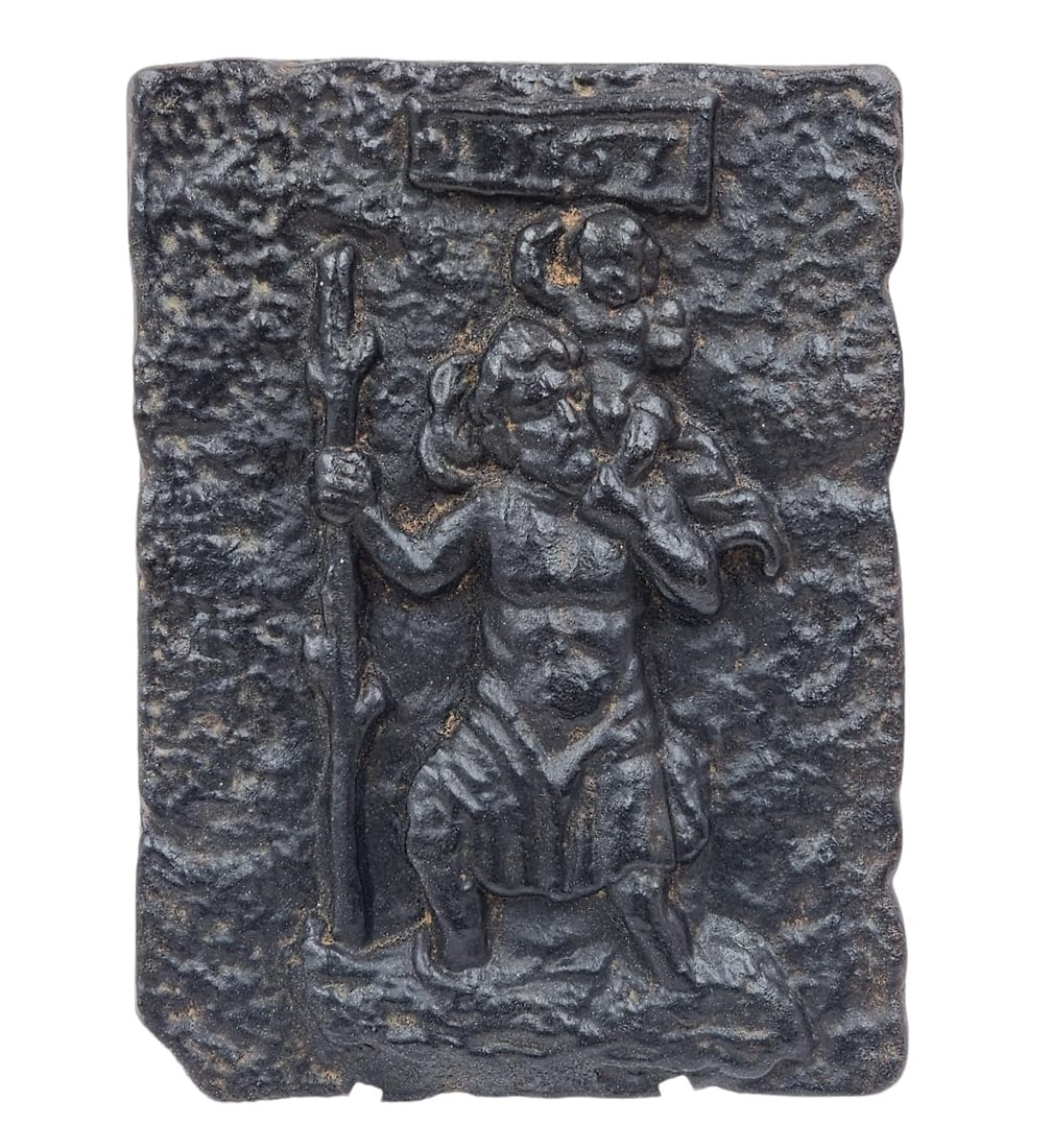 Early Antique Fireback 16th C St Christopher And Jesus (1 of 14)