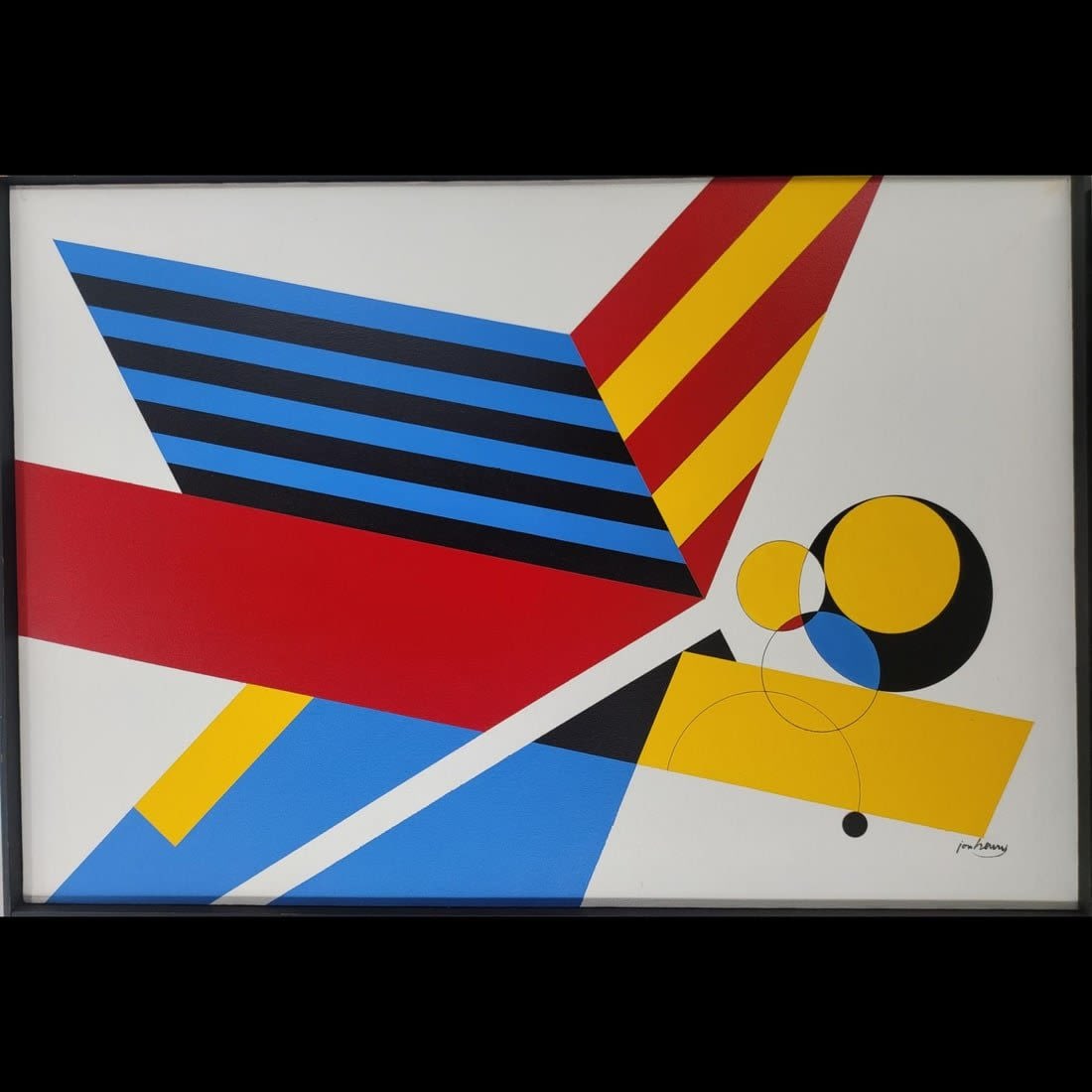 Jon Henry 1916-90 O/C Painting Titled "Prism Series #11" 1989: ***RE-LISTED DUE TO BUYER NOT PAYING*** Jon Henry 1916-90 O/C Painting Titled "Prism Series #11" 1989. PROVENANCE: Private Estate Gainesville FL Directly From The Family, Estate Fresh. Frame Measures 
