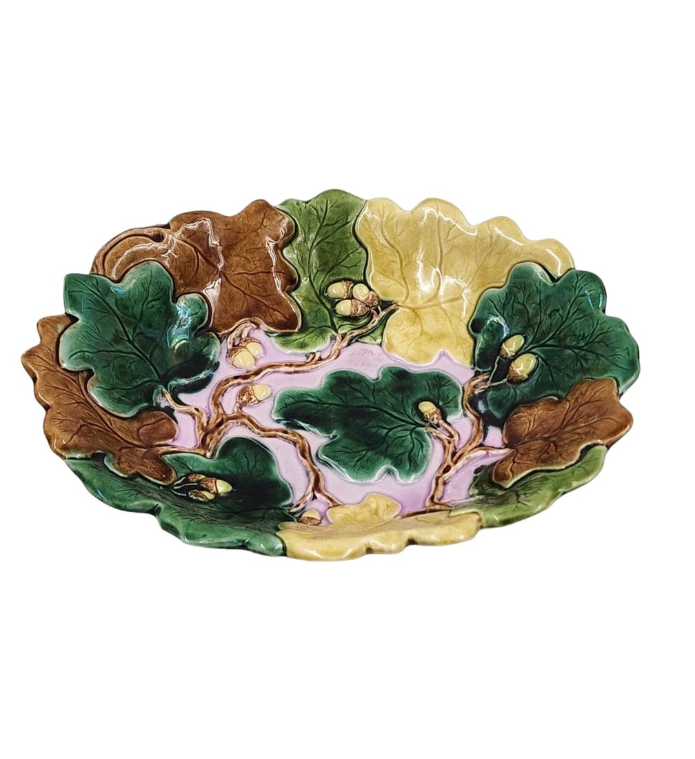 Antique Griffin Smith Hill Majolica Etruscan Acorn And Leaf Bowl (1 of 6)