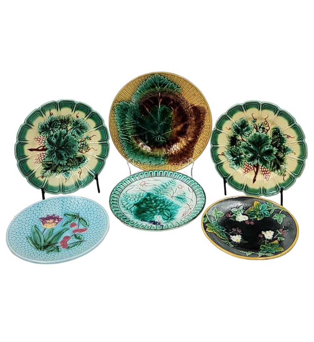 Lot Of 6 Antique Majolica Plates (1 of 12)
