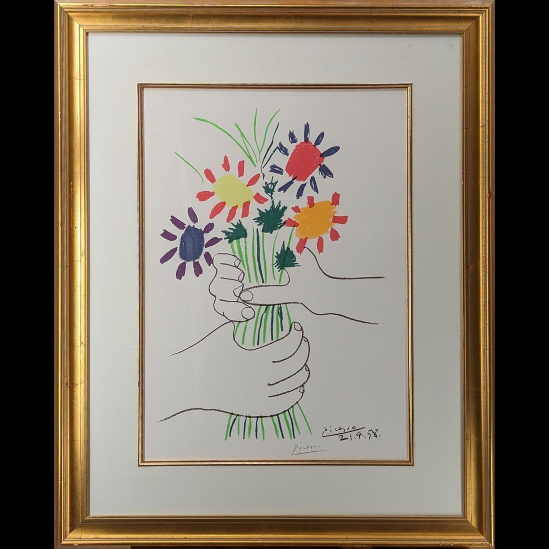 Hand Signed Pablo Picasso (After) Lithograph "Le Bouquet" With COA (1 of 8)