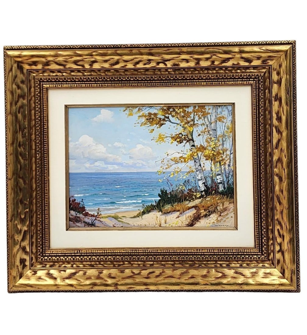 American- Illinois Charles Vickery 1913-1998 Oil On Canvas Seascape Painting Signed (1 of 9)