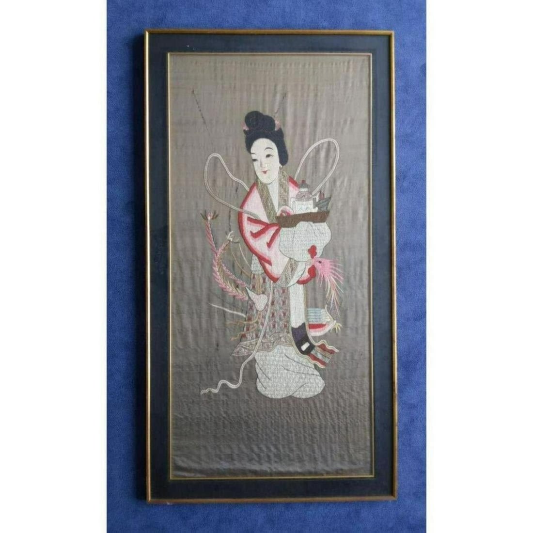 Large 19th C Chinese Silk Embroidery Ma Guo (1 of 11)