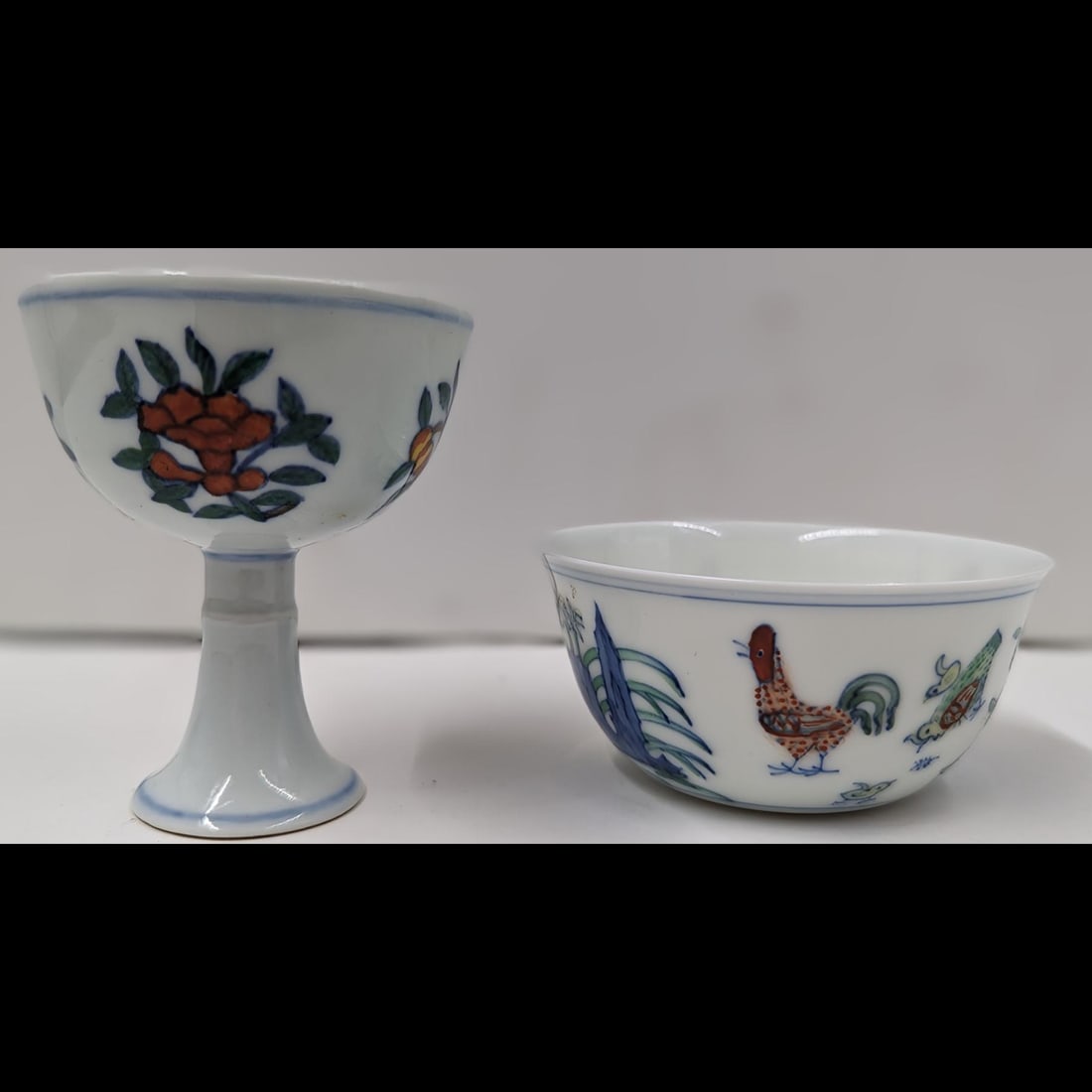 Chinese Porcelain Doucai Stem Cup With Six Character Mark And Doucai Cup With Seal Mark (1 of 14)