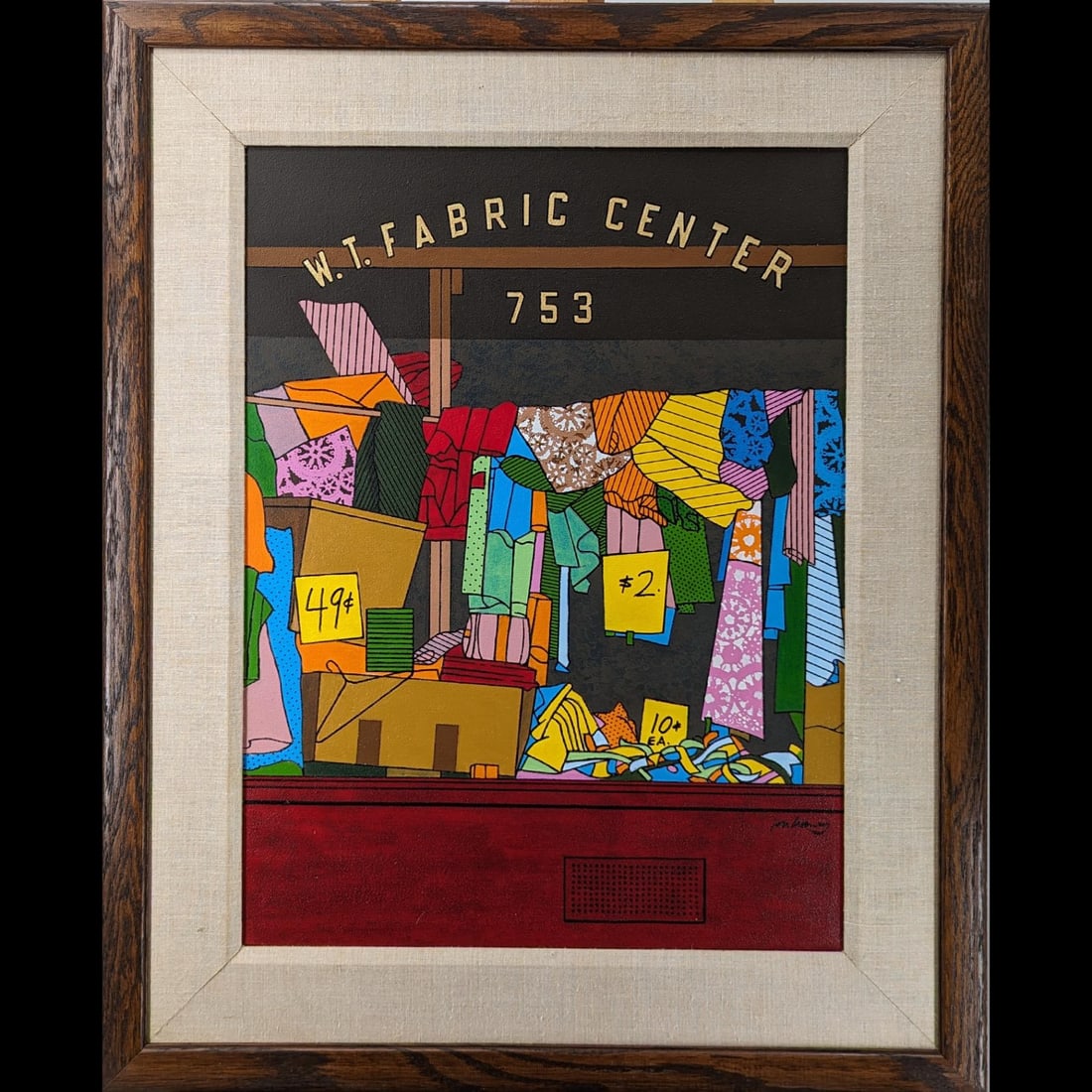 American Jon Henry 1916-90 Acrylic Abstract Painting Titled "W. T. Fabric Center" 1988: Estate Fresh American, Pennsylvania, New York, Florida Jon Henry 1916-90 Acrylic Abstract Painting Titled "W. T. Fabric Center". PROVENANCE: Private Estate Gainesville FL Directly From The Family, Est