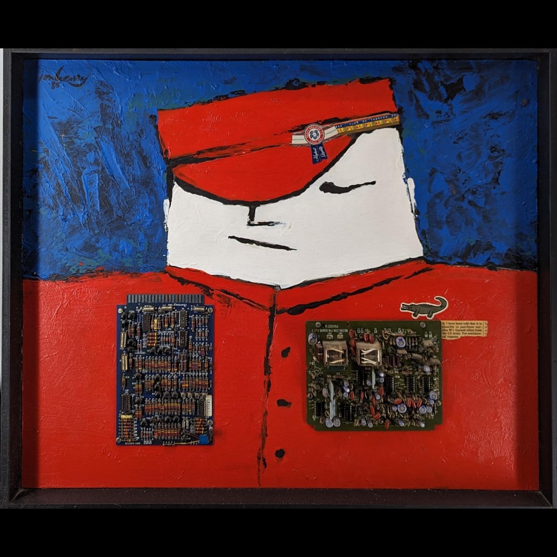 American Jon Henry 1916-90 Mixed Media Painting Titled "The Collector" 1985 (1 of 8)