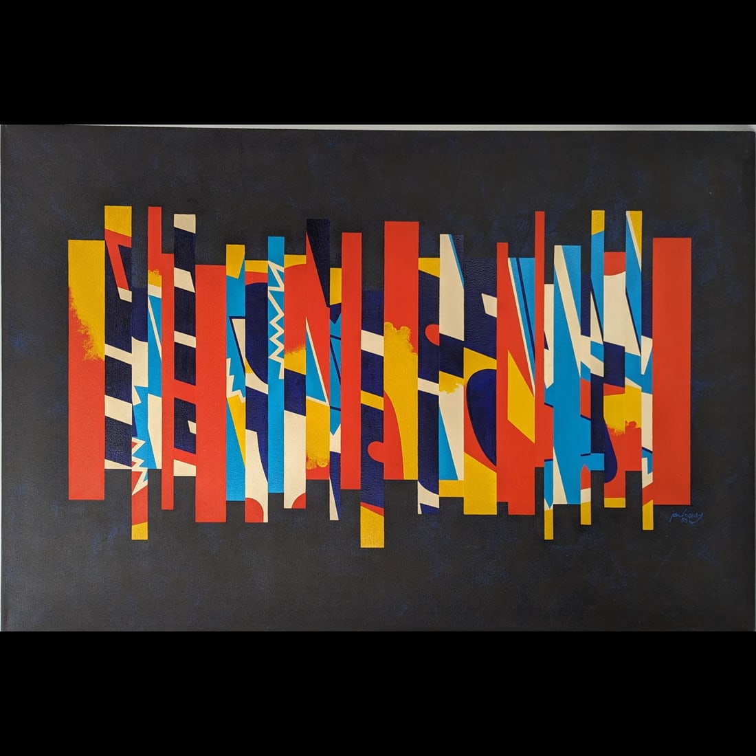Large American Jon Henry 1916-90 Acrylic Abstract Painting Titled "Count Basie" 1988: Estate Fresh American, Pennsylvania, New York, Florida Jon Henry 1916-90 Acrylic Abstract Painting Titled "Count Basie". PROVENANCE: Private Estate Gainesville FL Directly From The Family, Estate Fres