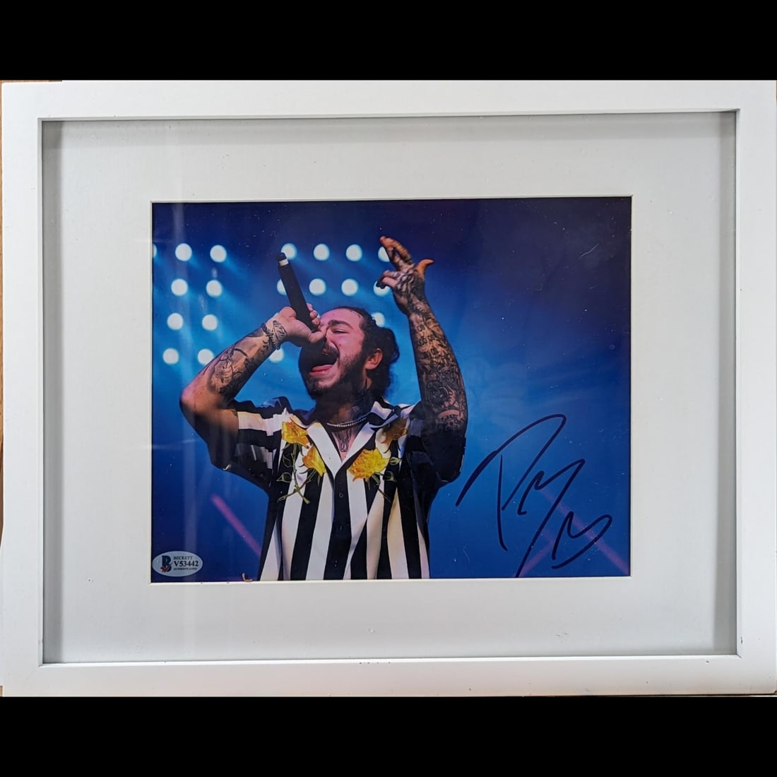 Hand Signed Post Malone Framed Photograph, Beckett Authenticated (1 of 5)