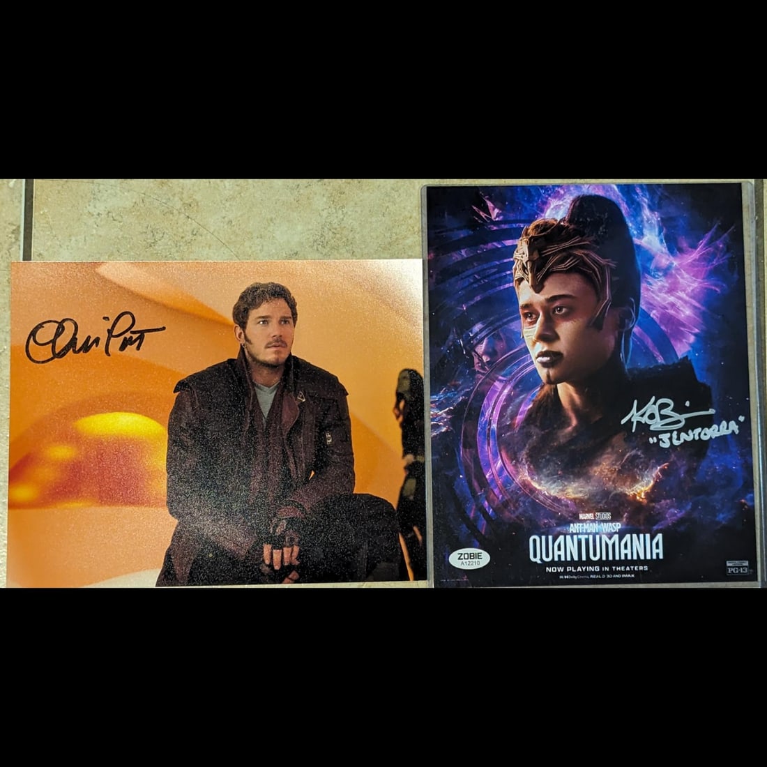 Pair Of Autographs, Chris Pratt In Guardians Of The Galaxy And Katy M. O'Brian In Quantumania (1 of 9)