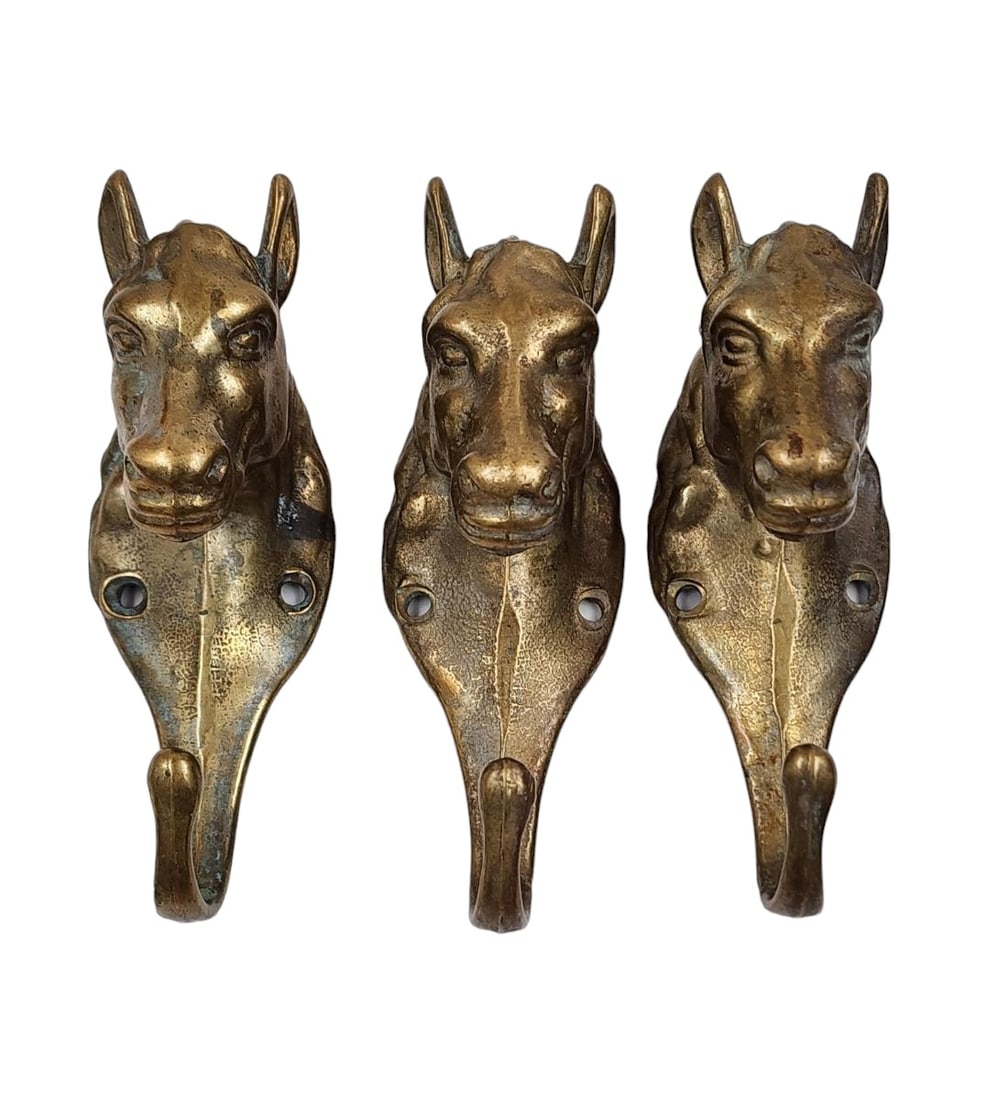 Set Of 3 Vintage Figural Horse Bust Hooks (1 of 8)
