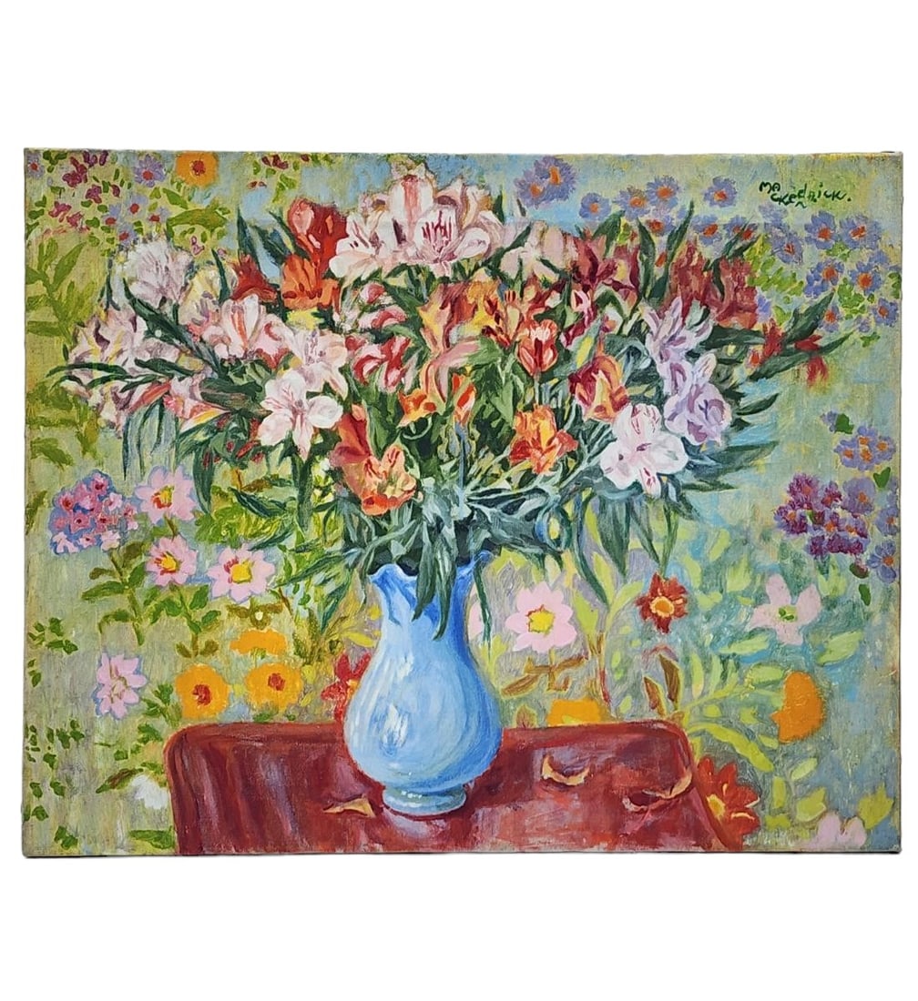 American New York-Lilian MacKendrick 1906-1987 Still Life Painting Signed Top Right Oil On Canvas: American New York-Lilian MacKendrick 1906-1987 Still Life Painting Signed Top Right Oil On Canvas. Unframed 16" X 20". Provenance: New York And now Central Florida Estate. Please copy and pa