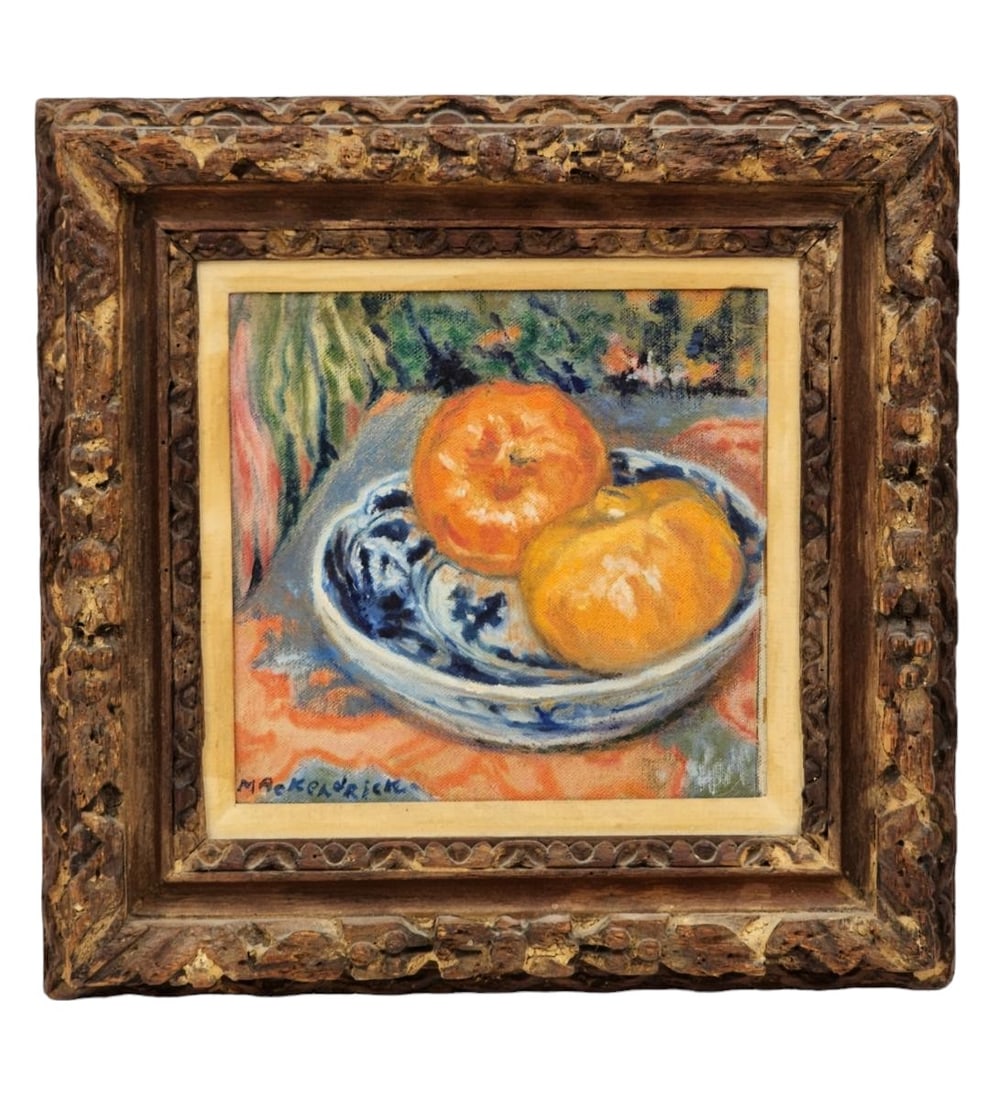 American New York-Lilian MacKendrick 1906-1987 Still Life Paintings Signed Lot of 2: American New York-Lilian MacKendrick 1906-1987 Still Life Paintings Signed Lot of 2 (Robert Kulicke Frame). Unframed 9" X 6 1/4" And Framed 11.5" X 11.5", Sight 6.5" X 6.5". Provenance: New York And n