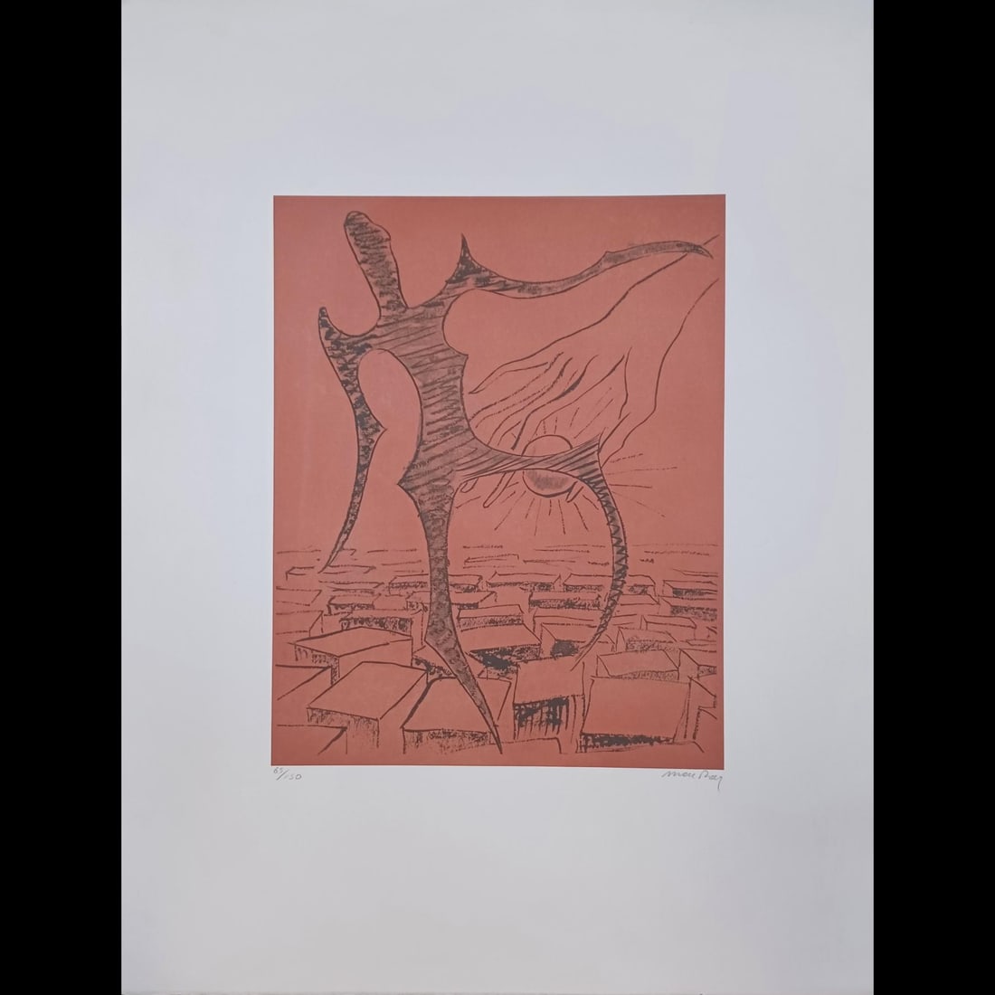 Man Ray Lithograph Hand Signed In Pencil Numbered 65/150, "Rebus II": Man Ray Lithograph Hand Signed In Pencil Numbered 65/150, "Rebus II" measures approximately 19-3/4" x 26" Please copy and paste the URL link below to review our Terms and Conditions for bidd