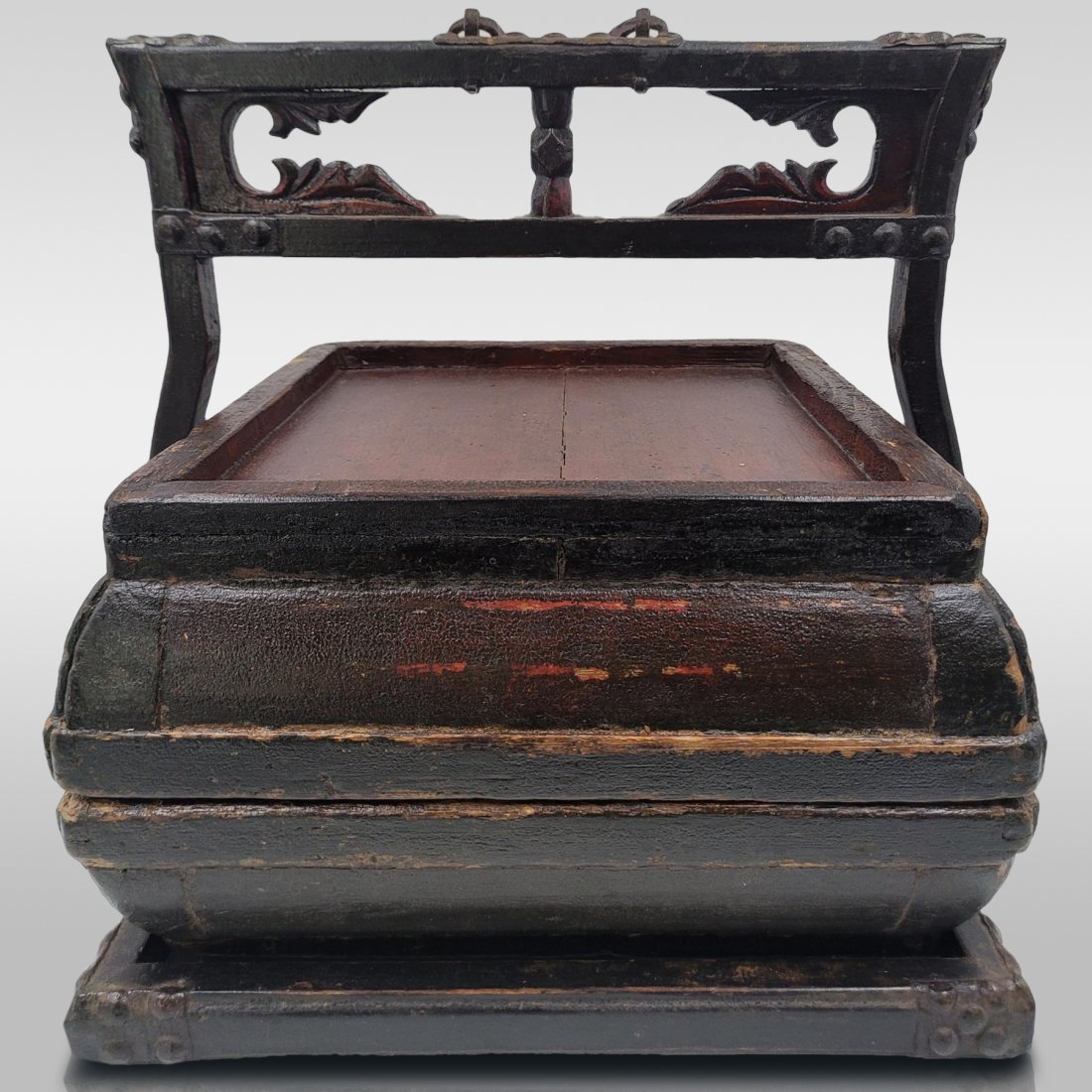 Large Antique Chinese Hardwood Lunchbox: Large Antique Chinese Hardwood Lunchbox. Box measures approx 15.25" X 15" X 15" Please copy and paste the URL link below to review our Terms and Conditions for bidding, payment, shipping and