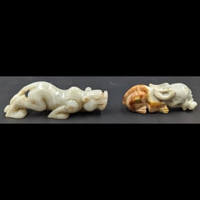 Pair Of Finely Carved Jade Animals