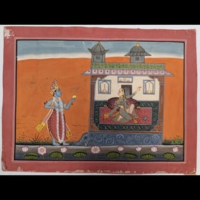 Indian Pahari School Miniature Painting From The Geetgovinda Series