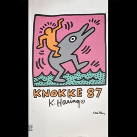Pencil Numbered Limited Ed. 58/150 Keith Haring "Knokke" Lithograph, Plate Signed