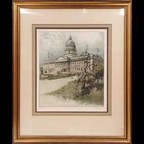 Josef Eidenberger (Austrian, 1899-1991) Signed Lithograph, Utah State Capitol