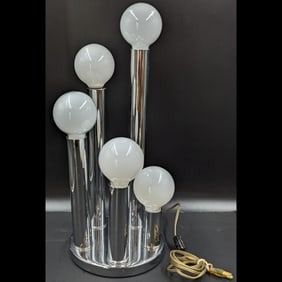 Vintage Mid Century Modern Ball Shade Chrome Table Lamp