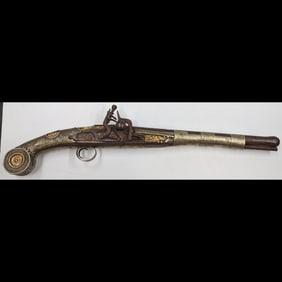 Antique Flintlock Pistol With Bone Inlaid Decoration