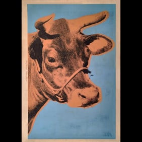 Andy Warhol Whitney Museum Offset Lithograph Backed To Linen, Cow