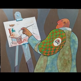 Original Initialed Willis H. Goldsmith (American, 1921-2018) Mixed Media On Board