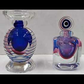 Pair Of Vintage Fifth Avenue Crystal Pieces, One Sculpture And One Perfume Bottle