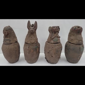 Lot Of 4 Egyptian Canopic Jars