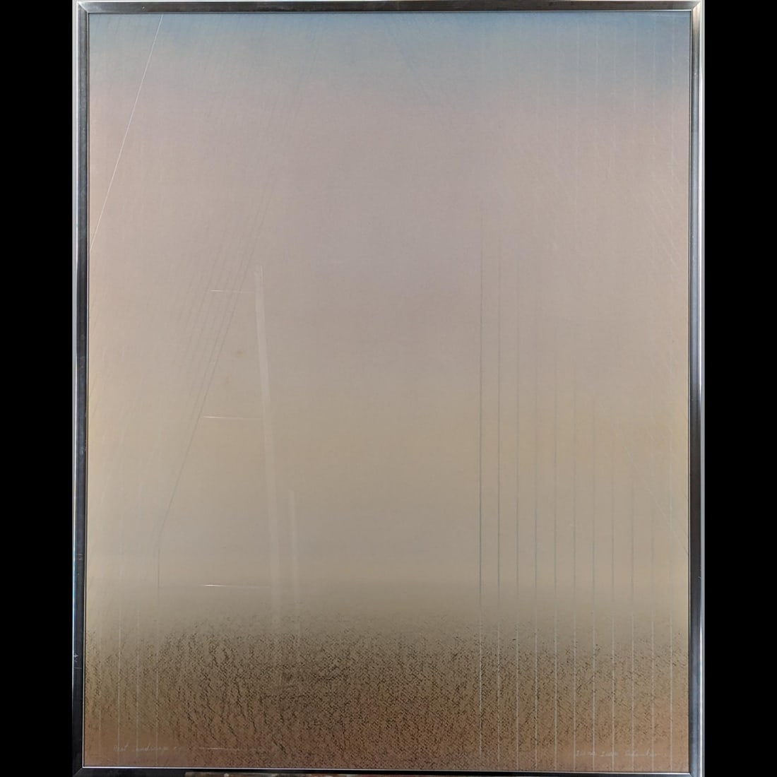 Large Framed Signed Ilana Schenker Abstract Pastel / Charcoal Painting, "Past Landscape #4" (1 of 9)