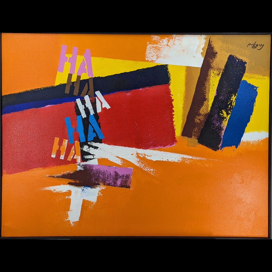 American Jon Henry 1916-90 Acrylic Abstract Painting Titled "Fats Waller" 1985 (1 of 8)