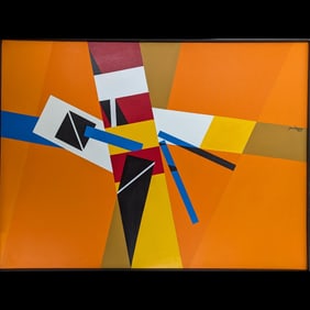 Large American Jon Henry 1916-90 Acrylic Abstract Painting Titled "Tiffany Series #165" 1989