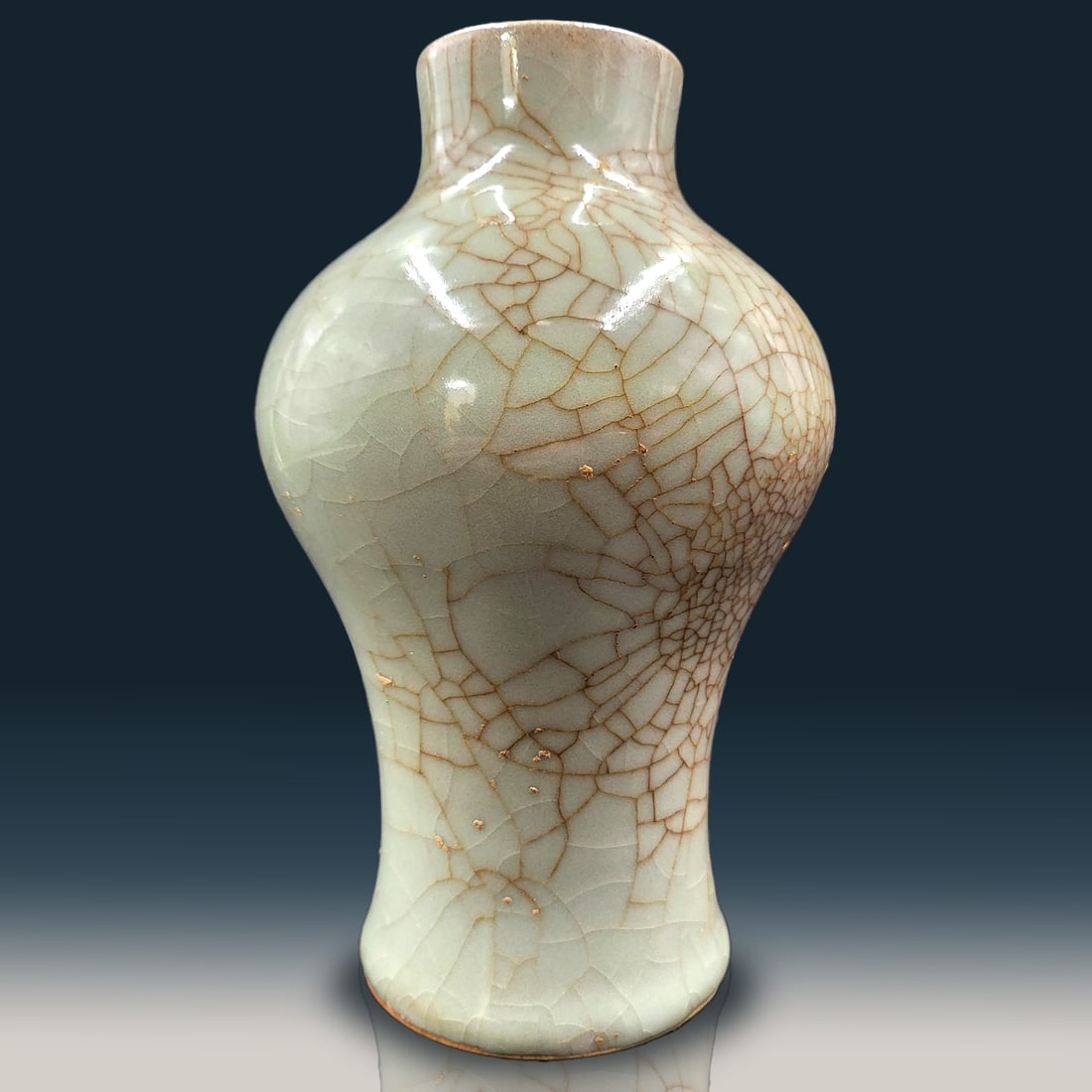 Chinese Antique Celadon Crackle Glaze Vase (1 of 9)